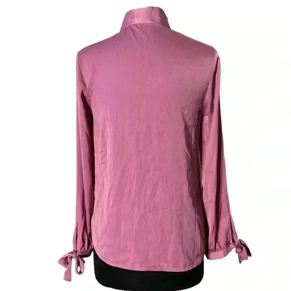 Modcloth Button Front Mauve Long Sleeve Blouse Size M - Picture 3 of 6